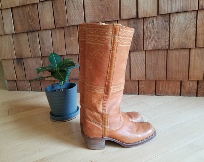 1970s Frye Campus Boots Square Toe Cowboy Boots Etsy