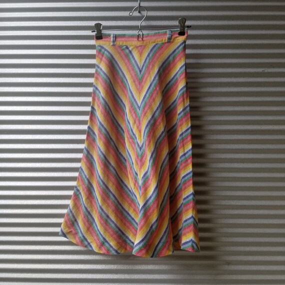 70s Rainbow Chevron Skirt - image 5