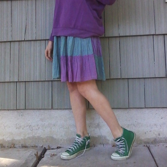 90s Patchwork Gauze Broomstick Skirt - image 4