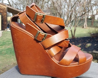 Kork-Ease Leather Platform Sandals 9 40.5