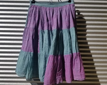 90s Patchwork Gauze Broomstick Skirt