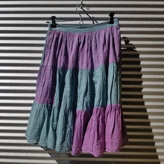 90s Patchwork Gauze Broomstick Skirt - image 5