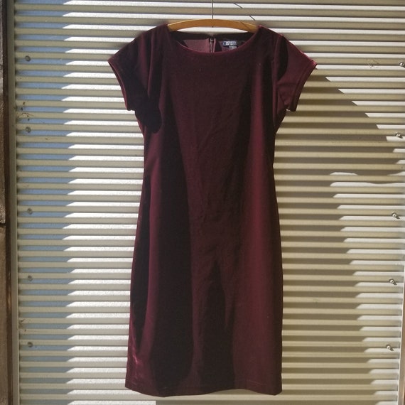 90s Y2K Burgundy Velvet Dress