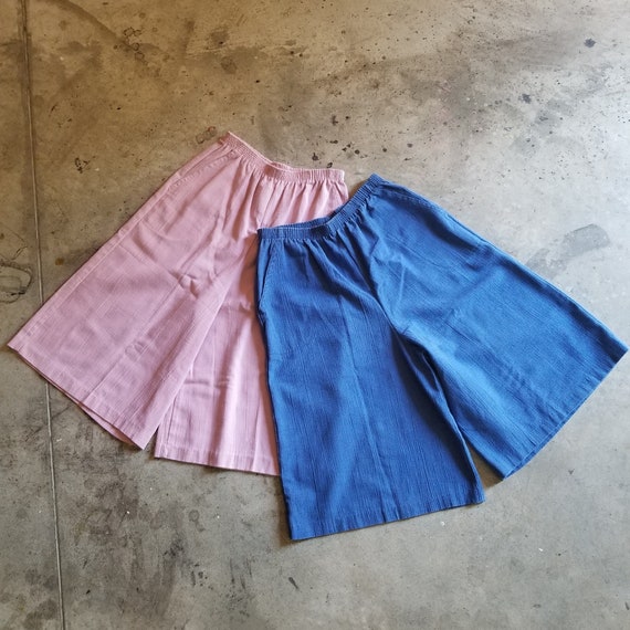 80s Gauchos Dusty Rose Indigo Blue - image 1