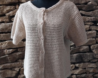 2000s natural cotton open knit cardigan