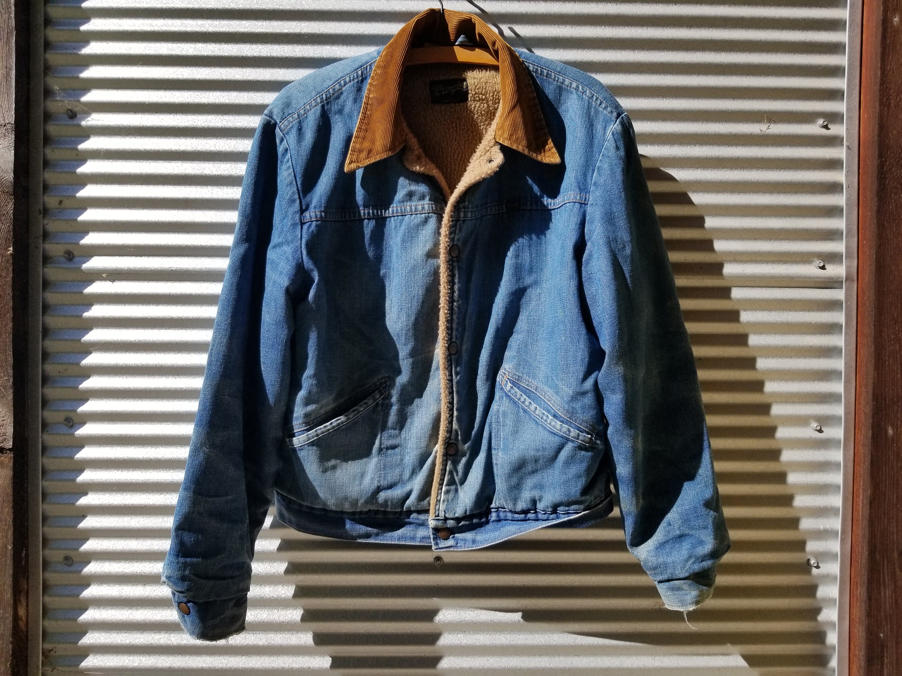 1980s Wrangler Fleece Lined Denim Jacket Faux Wool Lined 10 Oz - Etsy