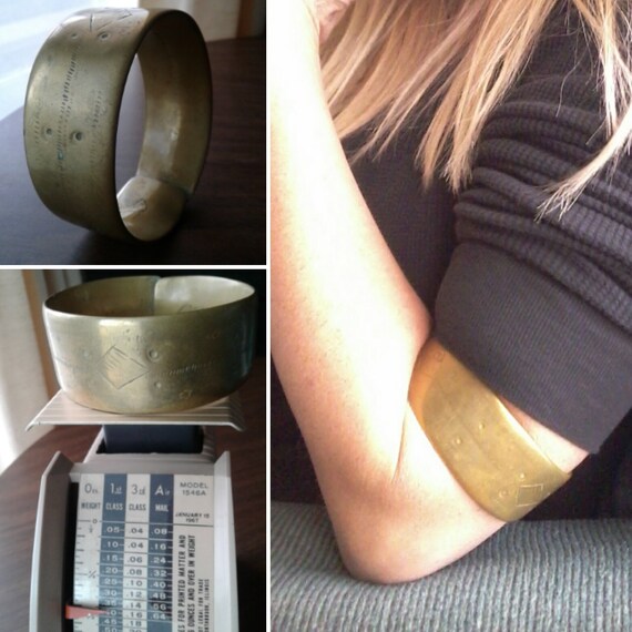 Solid Brass Vintage Armband/Primitive/Modernist/Br