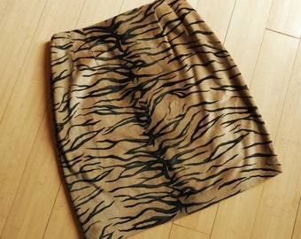90s Toby faux tiger fur pencil skirt sz 6