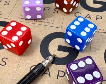 Dice valve caps. Presta fit. Choice of 5 colours!