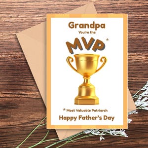 Celebra al abuelo con una tarjeta del Día del Padre MVP: tarjeta imprimible DIY para él con sobre gratis, tarjeta DIY para el abuelo, tarjeta imprimible del Día del Padre