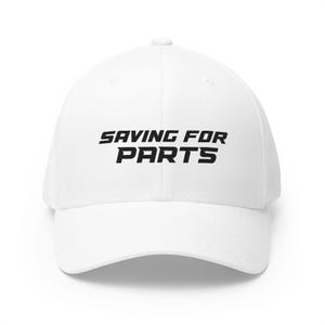 Saving For Parts Hat, Casual Headwear, Gift for Motorcyclists, Unique Dad Hat, BMW Racing, Auto Racing Flexfit Hat, Custom Flexfit Cap