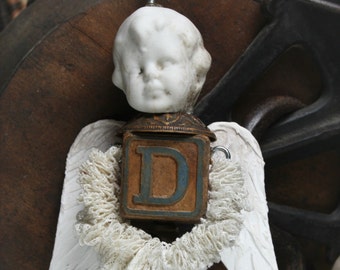 Angel Boy - Assemblage Art Ornament or Home Decor - OOAK - Hand Made