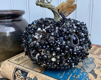 Pumpkin Black /Fall decor/ Vintage Jewelry/ Handmade