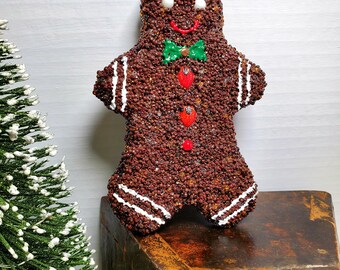 Large Beaded GINGERBREAD MAN ORNAMENT , Christmas Tree Ornament, Table Decor, Home Decor,Teacher Gift under 15, Stocking Stuffer