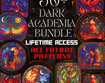 Megapaquete de punto de cruz de Dark Academia: más de 50 patrones. Acceso de por vida. Brujas, esqueletos, góticos, Halloween, espeluznantes, bordados. Descarga instantánea en PDF.