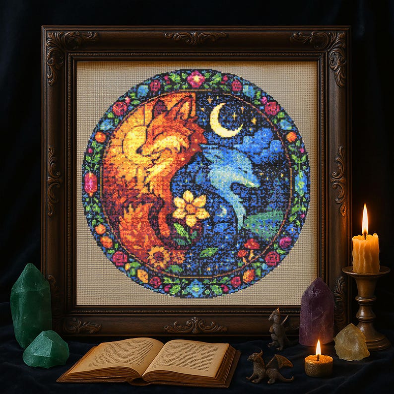 yin-yang-fox-cross-stitch-pattern-magical-sun-and-moon-foxes-stained