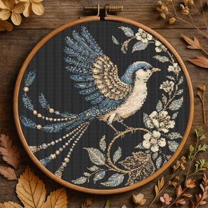 Floral Chubby Bluebird Cross Stitch Pattern Blue Bird Garden Wildflowers Embroidery Cottage Garden Bird Botanical Songbird Stitch Pattern