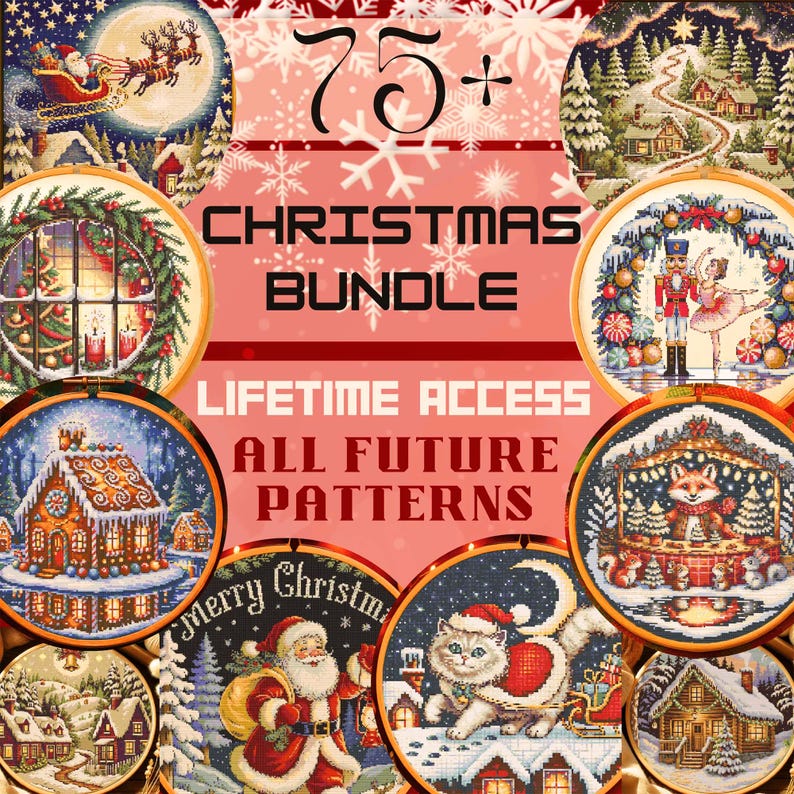 Step into a world of creativity with this Entire Shop Mega Bundle — a breathtaking digital library of 670+ cross stitch and embroidery patterns, available for lifetime access. Each printable PDF design captures a unique theme, from witchy Halloween motifs and festive Christmas cottages to fantasy dragons and cottagecore florals. Organized for easy download, this bundle offers instant access through Google Drive, giving makers a treasure chest of inspiration that grows every month new patterns