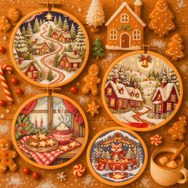 A dreamy array of cottagecore and fantasy cross stitch patterns — think blooming mushrooms, woodland creatures, cozy teacups, fairytale houses, and gentle celestial scenes. Perfect for both beginners and advanced stitchers, this mega bundle invites you to create enchanting art inspired by nature and magic. Organized by theme and season, the collection provides endless creative freedom, whether you’re decorating your home or crafting thoughtful handmade gifts.