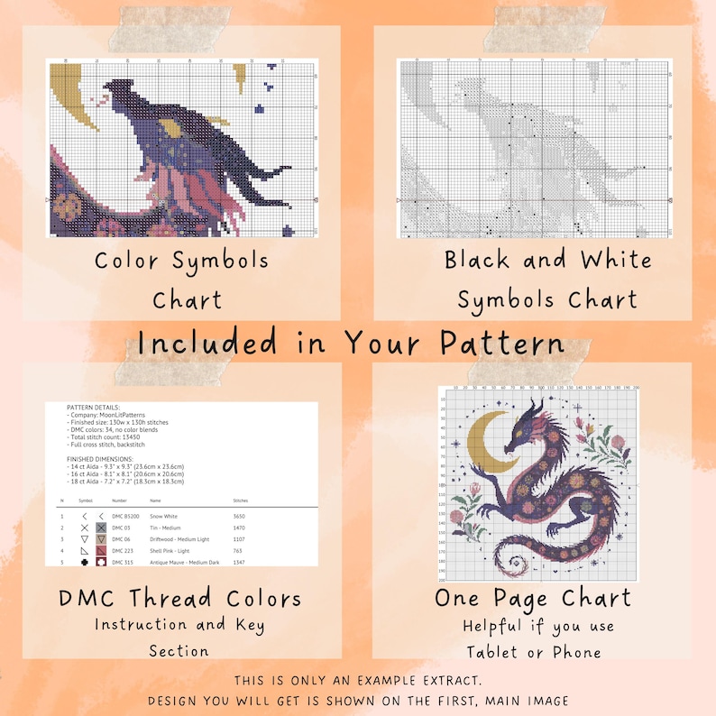 Celestial Dragon Cross-Stitch Design – PDF Mythical Embroidery Chart
This mesmerizing celestial dragon cross-stitch chart captures the allure of mythical creatures and nature’s beauty. Featuring intricate floral details and a radiant moon, this embroidery pattern is an ideal project for fantasy lovers and embroidery enthusiasts alike.
