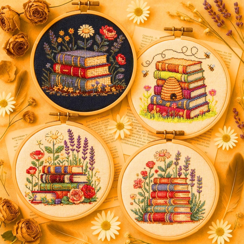 Immerse yourself in the darker charm of the collection — gothic witches, spellbooks, moons, ravens, and enchanted forests stitched in intricate detail. These witchy cross stitch patterns blend fantasy and elegance, perfect for Halloween decor or year-round magical stitching. Every design includes full DMC color charts, high-resolution printable PDFs, and both black-and-white and color versions for easy readability. The deep blacks, silvers, and purples create a haunting yet beautiful atmosphere