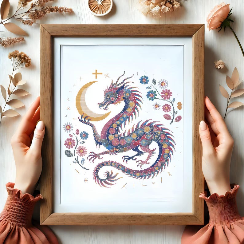 Fantasy Dragon Embroidery Chart – DIY Elegant Needlework
Transform your stitching with this stunning floral dragon embroidery design. The intricate details and elegant layout make this pattern a fantastic choice for fantasy decor, handmade gifts, or artistic embroidery projects.