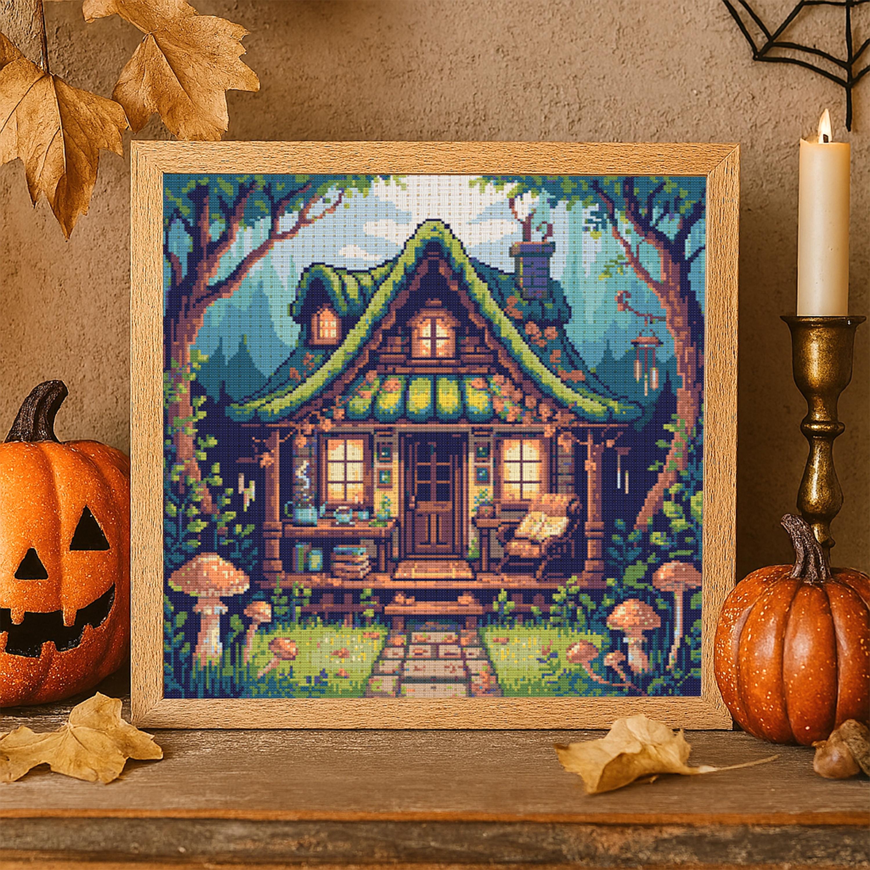 Enchanted Forest House Cross Stitch Pattern Cozy Forest Cabin