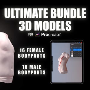 30+ ULTIMATE 3D Models For Procreate, Digital-product, Body parts, Male, Female, 3D, Models