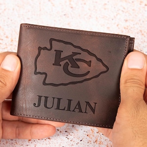 NFL Football Gift, Leather Wallet for Men, ID Wallet for Football Fans, Sports ID Wallet Gift Father, Nfl Husband Gift, Christmas Gift Dad