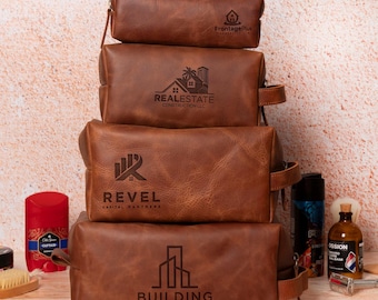 Christmas Corporate Gift, Business Toiletry Bag, Executive Travel Organizer, Corporate Dopp Kit, Company Logo Leather Bag