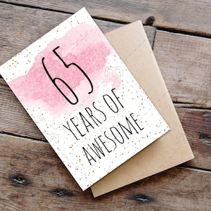 PRINTABLE 65th birthday card, birthday card printable, instant download birthday card, 65 years of awesome, funny 65th birthday card digital