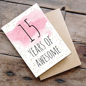 Cartão de aniversário de 15 anos para impressão, cartão de aniversário para impressão, cartão de aniversário para download instantâneo, 15 anos de cartão de aniversário de 15 anos incrível e engraçado digital