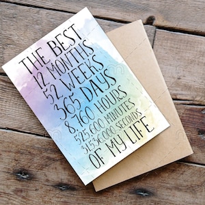 Tarjeta imprimible del 1er aniversario Primer aniversario El mejor 1 año de mi vida Tarjeta descargable para él para ella para la esposa para el novio del esposo
