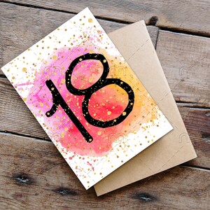 IMPRIMIBLE 18 tarjeta de cumpleaños tarjeta de cumpleaños imprimible descarga instantánea tarjeta de cumpleaños 18 tarjeta de cumpleaños confeti de oro digital Tarjeta de aniversario
