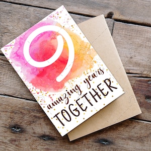 Tarjeta imprimible del noveno aniversario 9 años increíbles juntos Tarjeta descargable para él para ella para esposa esposo padres los mejores años de mi vida