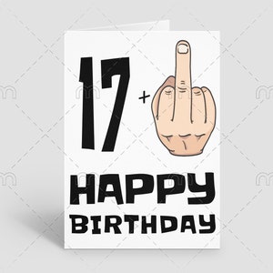 Afdrukbare grappige 18e verjaardagskaart 18e verjaardagskaart Grappige verjaardagskaarten Onbeleefd verjaardagskaart Achttien verjaardag downloadbare verjaardagskaart