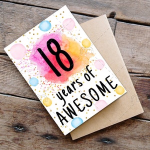PRINTABLE 18th Birthday Card Birthday Card Printable Instant Download ...