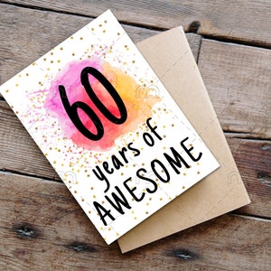 PRINTABLE 60th birthday card birthday card printable instant download birthday card 60 years of awesome cheerful 60th birthday card digital