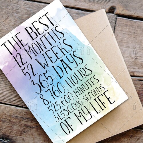 First Anniversary Card 1 Year Printable - Etsy
