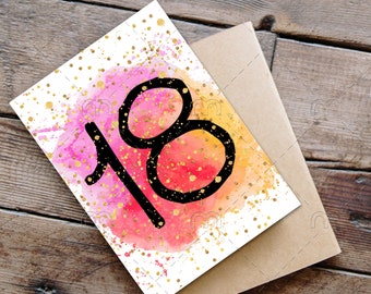 PRINTABLE 18th birthday card birthday card printable instant download birthday card 18 birthday card digital gold confetti Anniversary Card