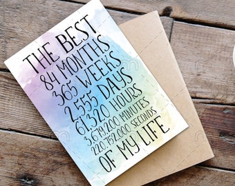 Printable 7th Anniversary Card seventh Anniversary The Best 7 years of my life Downloadable card for Him for Her for wife husband boyfriend