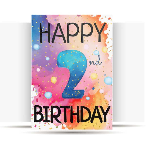 Printables 2nd Birthday Cards - Etsy UK