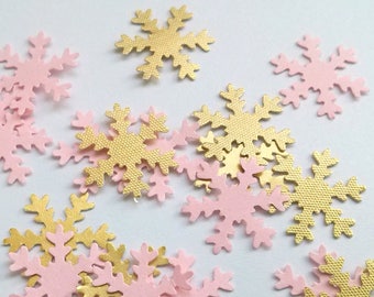 Confettis de mariage Flocons de neige confettis Rose clair et or Mariage flocons de neige confettis de Noël Neige de Noël Hiver Baby shower