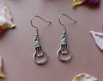 Light bulb dangle drop earrings with hypoallergenic silver color hooks gift for mother for sister for girlfriend wife daughter best friend