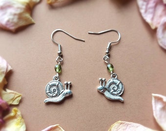 Snail Charm earrings with silver color hooks gift for mother for sister for girlfriend wife daughter best friend cute animal earrings