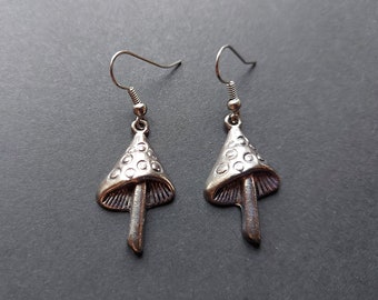 Weird Mushroom earrings with silver color hooks gift for mother for sister for girlfriend wife daughter best friend psychedelic