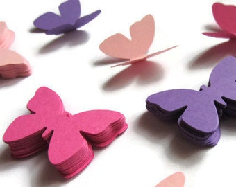 Farfalle di carta, farfalle fustellate, fustellate, decorazioni nuziali, scrapbooking, matrimoni, farfalle rosa viola