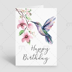 Happy Birthday Card Digital Download PRINTABLE Hummingbird - Etsy