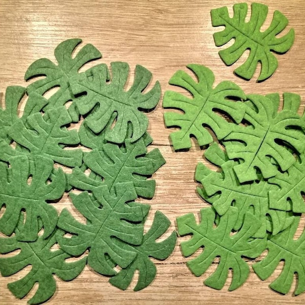 20 pcs Monstera green Felt Leaves 10 pcs felt leaf decor felt embellishment felt decor felt die cuts, die cut leaves, felt leaf, DIY