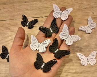 3D paper butterfly die cut butterflies die cuts wedding table decorations scrapbooking weddings black white butterflies with rhinestones